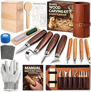 New Mom Must-Have: Wood Carving Kit Whittling Kit: Wood Carving Knife Tools with Leather Case | Deluxe Woodworking Hobby Kit for Beginners Adult Kids, Relaxing Creative Projects, DIY Art Craft Gift for Men Teens