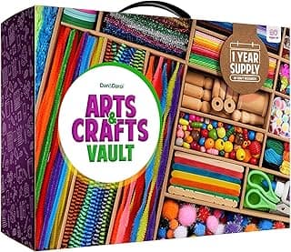 Arts and Crafts Vault - Craft Supplies Kit in a Box - Birthday Gift for Kids Ages 4 5 6 7 8 9 10 11 & 12 Year Old Girls & Boys - Crafting Set Kits - Gift Ideas for Kid Art Activity Gifts