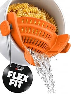 BPA Free & Non Toxic Tested Premium Silicone Clip on Strainer for Pots & Pans - Kitchen Gadgets - Space Saving Colander