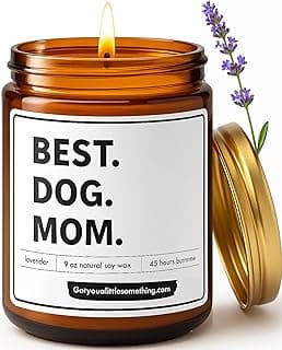 Best Dog Mom Scented Candle | Lavender Vanilla, 100% Soy Wax, Long Burn Time | Dog Mom Gifts for Women, New Puppy Funny Present Idea for Pet Lover, Fur Mama Birthday Gift for Friends, Coworkers