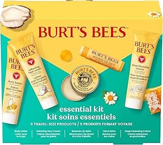 Burt's Bees Mothers Day Gifts Ideas - Essentials Everyday Set, 5 Travel Size Products - Deep Cleansing Cream, Hand Salve, Body Lotion, Foot Cream and Original Lip Balm