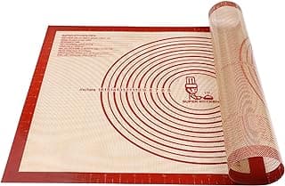 Non-slip Silicone Pastry Mat Extra Large Measurements 28''x 20'' Baking Mat | Silicone Baking Mat Counter Dough Rolling Oven Liner Fondant / Pie Crust Sourdough Bread Supplies - Folksy Super Kitchen Red