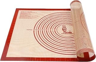 Silicone Baking Mat Counter Dough Rolling Oven Liner Fondant / Pie Crust Sourdough Bread Supplies - Folksy Super Kitchen Red