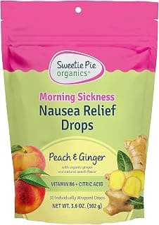 Sweetie Pie Organics Pregnancy Nausea Relief Drops, Soothe First Trimester Morning Sickness, Peach & Ginger Flavor, 30 Count