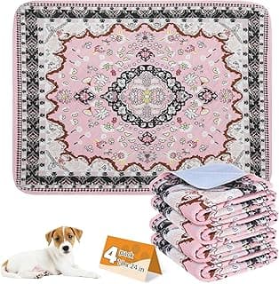 Washable Pee Pads for Dogs, 4 Pack Super Absorbent Reusable Puppy Training Pads Waterproof, Nonslip and Leak-Proof Dog Pee Pads, Large Pet Mats Whelping Pads for Floor, Crate, Couch, 18"x24"