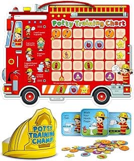 PUTSKA Potty Training Chart Toddler Boys, 35 Stickers, Crown, Firefighter