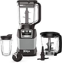 Ninja Compact Kitchen System, Auto-iQ, 1200W, 72oz Pitcher, Grey, AMZ493BRN | 3 functions for smoothies, dough & frozen drinks with Auto-iQ. 72-oz pitcher, 40-oz processor bowl, 18-oz cup.