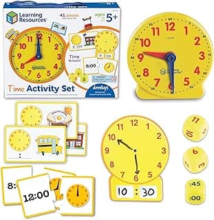 Learning Resources Time Activity Set | Kids Learning Clock, Classroom Clocks for Students, Telling Time Teaching Clock, Teaching Analog Clocks for Kids