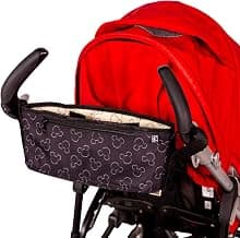 Essential baby travel accessory with two cup holders & organization pockets, fits UPPAbaby, Doona, Nuna & all other strollers