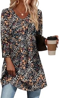OFEEFAN 3/4 Length Sleeve Womens Tops Dressy Casual Plus Size Tunics to Wear with Leggings