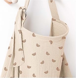 MairMore Muslin Nursing Covers for Breastfeeding, Privacy Breast Feeding Cover with Arch Neckline for Mom and Baby, Breathable 100% Cotton Nursing Apron Multi-use Stroller Cover