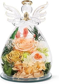 Gifts for Mom Birthday Gifts for Women Preserved Rose Forever Flower in Glass Angel Figurines Fresh Flowers for Delivery Anniversary Real Colorful Roses for Grandma Her Wife Mothers from Daughter