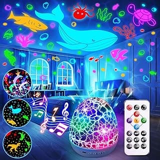 Staryou Sensory Lights Baby Sound Machine Night Light Projector Sensory Toys for Kids with Autism Fidget Toys for Kids 15 White Noise 3D Films 31Colors Night Light for Kids Toys for Boys 3-10