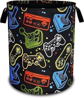 Game Consoles Laundry Basket Funny Colorful Oxford Cloth Laundry Hamper With Handle Foldable Portable Clothes Storage Basket 18.9 X 16.5 Inch Storage Bag For Laundry Room/Bathroom/Bedroom/Dormitories