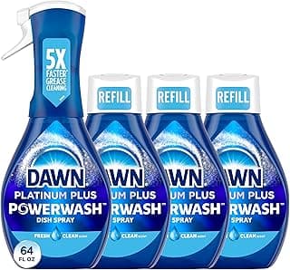 Powerwash Spray, Dish Soap, Dishwashing Liquid, Fresh, 1 Starter Kit + 3 Refills, 4x16 Fl Oz