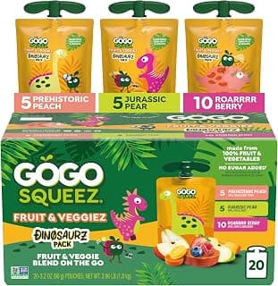 Kids On The Go Fruit & Veggie Snack with Pear, Berry & Peach; 3.2 Oz Pouches, Gluten and Nut Free, Recloseable Cap, BPA-Free