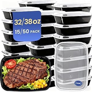 38oz 50 Pack Meal Prep Containers Reusable, Disposable Food To Go Containers with Lids BPA Free, Microwave/Dishwasher/Freezer Safe Take Out Containers for Holiday Leftovers