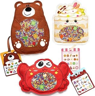 Joyreal Hide and Seek Busy Bag- 3 Pack Seek and Find Hidden Object Game, Sensory Hidden Object Search Problem Solving Travel Game for Kids 3+, Including Alphabet, Food, Fish, Animal