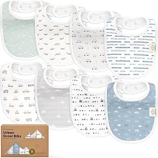 KeaBabies 8-Pack Organic Baby Bibs for Drooling and Teething (Vessels) | Soft Cotton Bibs for Baby Girl, Boy, Extra Absorbent, Easy to Clean & Put On, Toddler, Newborn, Infant 0-24 Months