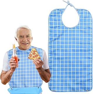 Pafusen Adult Bibs for Men - Waterproof Clothing Protector for Adults - Reusable Large Feeding Bibs for Men with Crumb Catcher - Machine Washable