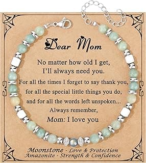 Gifts for Women Moonstone Bracelet, Amazonite Imperial Jasper Bracelets | Christmas Birthday Valentines Mothers Day Graduation Gifts Natural Stone Stainless Steel Beads Bracelets