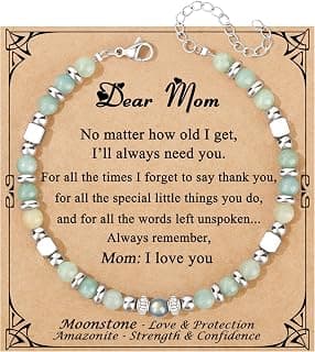 Gifts for Women Moonstone Bracelet, Amazonite Imperial Jasper Bracelets | Christmas Birthday Valentines Mothers Day Graduation Gifts Natural Stone Stainless Steel Beads Bracelets