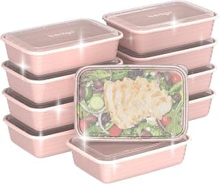 4 Cup Capacity, Portion Control, Stackable, PFAS & BPA-Free, Microwave, Freezer & Dishwasher-Safe (Peony Glitter)