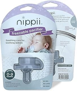 Nippii Freezable Pacifier for Baby Teething Relief - Safe Infant Teether with Cooling Effect - Easy to Clean, Medical Grade Soft Silicone - BPA Free - for Babies 0-9 Months - Made in USA