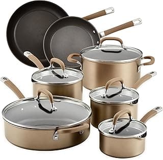 Circulon Premier Professional Hard Anodized Nonstick Cookware Induction Pots and Pans Set Nonstick, Home Essentials, 12-Piece, Bronze