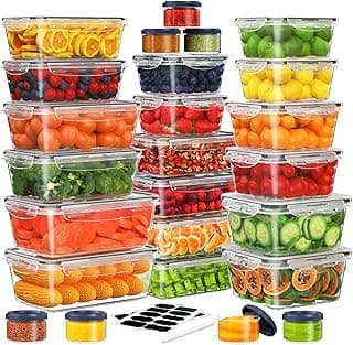 We Are Obsessed With This: 50 PCS Food Storage Containers Set, Plastic Food Containers for Pantry Kitchen Storage and Organization, Microwave and Dishwasher Safe, Leakproof & BPA-Free with Labels Pen(25 Containers & 25 Lids)