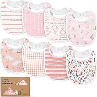 KeaBabies 8-Pack Organic Baby Bibs for Drooling and Teething (Sweet Charm) | Soft Cotton Bibs for Baby Girl, Boy, Extra Absorbent, Easy to Clean & Put On, Toddler, Newborn, Infant 0-24 Months