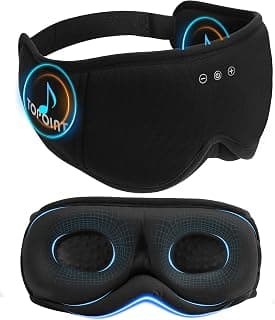 Sleep Mask with Headphones Bluetooth 5.4, TOPOINT 3D Eye Mask Blackout with Soft Bamboo Cotton for Side Sleepers Women Men, Sleep Headphones Earphones HD Speaker Microphone for Travel Meditation Gift
