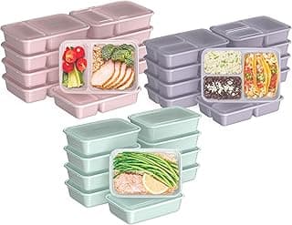 Bentgo Prep Meal Prep Kit, 1, 2 & 3-Compartment Containers, 60 Piece Set | Portion Control, Stackable, Microwave, Freezer & Dishwasher-Safe, Reusable, PFAS & BPA-Free (Floral Pastels)