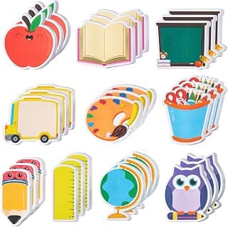 30 Pack Back to School Sticky Notes Classroom Office Home Supplies | Self-Adhesive Writing Memo Pad, Daily Reminders Notepad, Welcome Back Gift, Pencil Ruler Book Blackboard Shaped, for Kid Teen