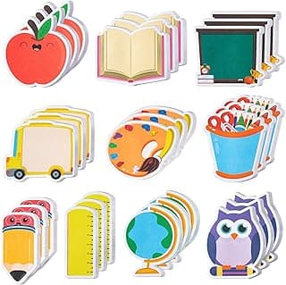 30 Pack Back to School Sticky Notes Classroom Office Home Supplies | Self-Adhesive Writing Memo Pad, Daily Reminders Notepad, Welcome Back Gift, Pencil Ruler Book Blackboard Shaped, for Kid Teen
