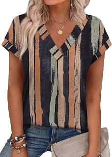 XIEERDUO Womens Summer Tops Short Sleeve Shrits 2026 Trendy V Neck Spring Outfits Beach Vacation Clothes