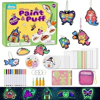 Glow-in-the-drak Aqua Water Puffs, Gifts for Girls Boys, Creative & No Mess Painting Crafts for Kids 4 5 6 7 8 9 Year Old