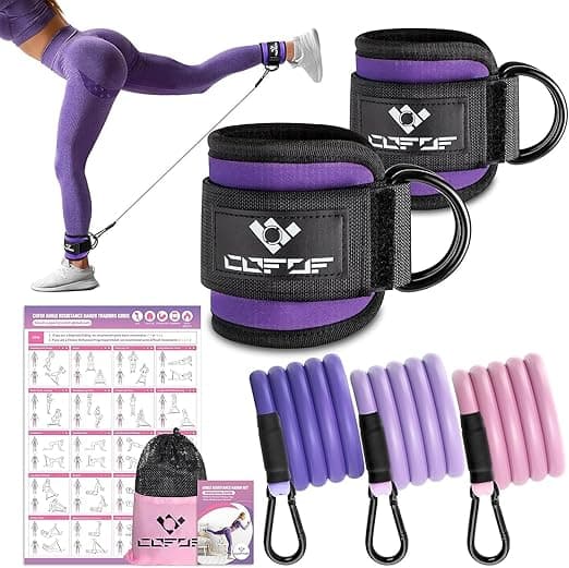 This Solves the Problem: Ankle Resistance Bands with Cuffs, Ankle Bands for Working Out, Kickbacks Hip, Leg Glute Exercise Equipment with Training Poster, Resistance Workout Equipment for Women
