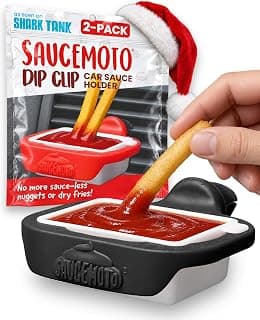 Saucemoto Dip Clip | An in-car sauce holder for ketchup and dipping sauces. As seen on Shark Tank (2 Pack, Black)