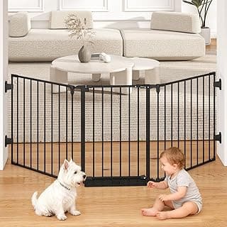 29.4-78" Extra Wide Baby Gate, Long Dog Gates Indoor for Doorways Stairs, Essential Large Safety Gate for Child Toddler with Anti-Trip Pedal, Adjustable Pet Gate, 28" Tall 3 Metal Panels Black