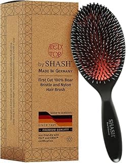 Since 1869 Hand Made In Germany - Nylon and 100% First Cut Boar Bristle Brush Suitable For Normal to Thick Hair - Gently Detangles, No Pulling or Split Ends - Softens Improves Texture, (Large)