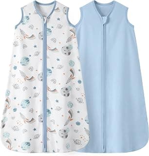 2-Way Zipper, Soft, Breathable & Lightweight Baby Sleeping Bag for Newborn Infant, Easy to Wear Sleeping Sack, Blue, S