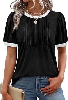 Womens Tops Summer Short Sleeve Dressy Casual Blouses Business Trendy Tunic Pleated Shirts Fashion Clothes 2026