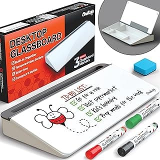 Work Desk Organizers, Computer Keyboard Stand, Home Office Desk Accessories, Small White Board, Workspace Buddy + 3 Markers