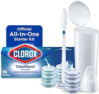 3-in-1 Starter Kit with Toilet Brush Wand, Storage Caddy and Disposable Refill Heads, Kills 99.9 Percent of Germs