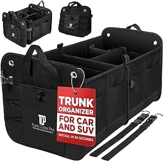 Fits Cars, SUVs & Trucks 4 Adjustable Compartments Non-Slip Base & Straps Foldable 11 Pockets Car Accessories