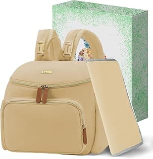 Compact Diaper Bag Backpack – Lightweight & Waterproof Baby Bag for Moms & Dads, Includes Changing Pad & Stroller Straps, Small Travel Diaper Backpack for Daily Use –Khaki