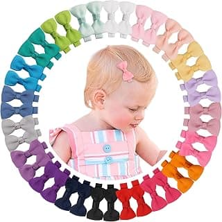 CÉLLOT Baby Hair Clips 40PCS Fully Lined Tiny 2" Hair Bows Alligator Clips for Infants and Toddlers in Pairs | Tiny Hair Bows Alligator Clips Hair Accessories for Baby Girls Infants Toddlers in Pairs