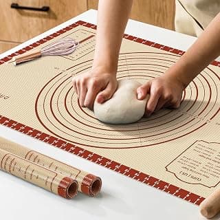 Non-Slip & Non-Stick Mat with Measurements, for Pizza, Pie Crust, Dough Rolling, Pasta & Sourdough, Reusable Counter Sheet