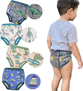 MooMoo Baby Absorbent Potty Training Underwear 4 Packs Cotton Training Pants for Boys 3T